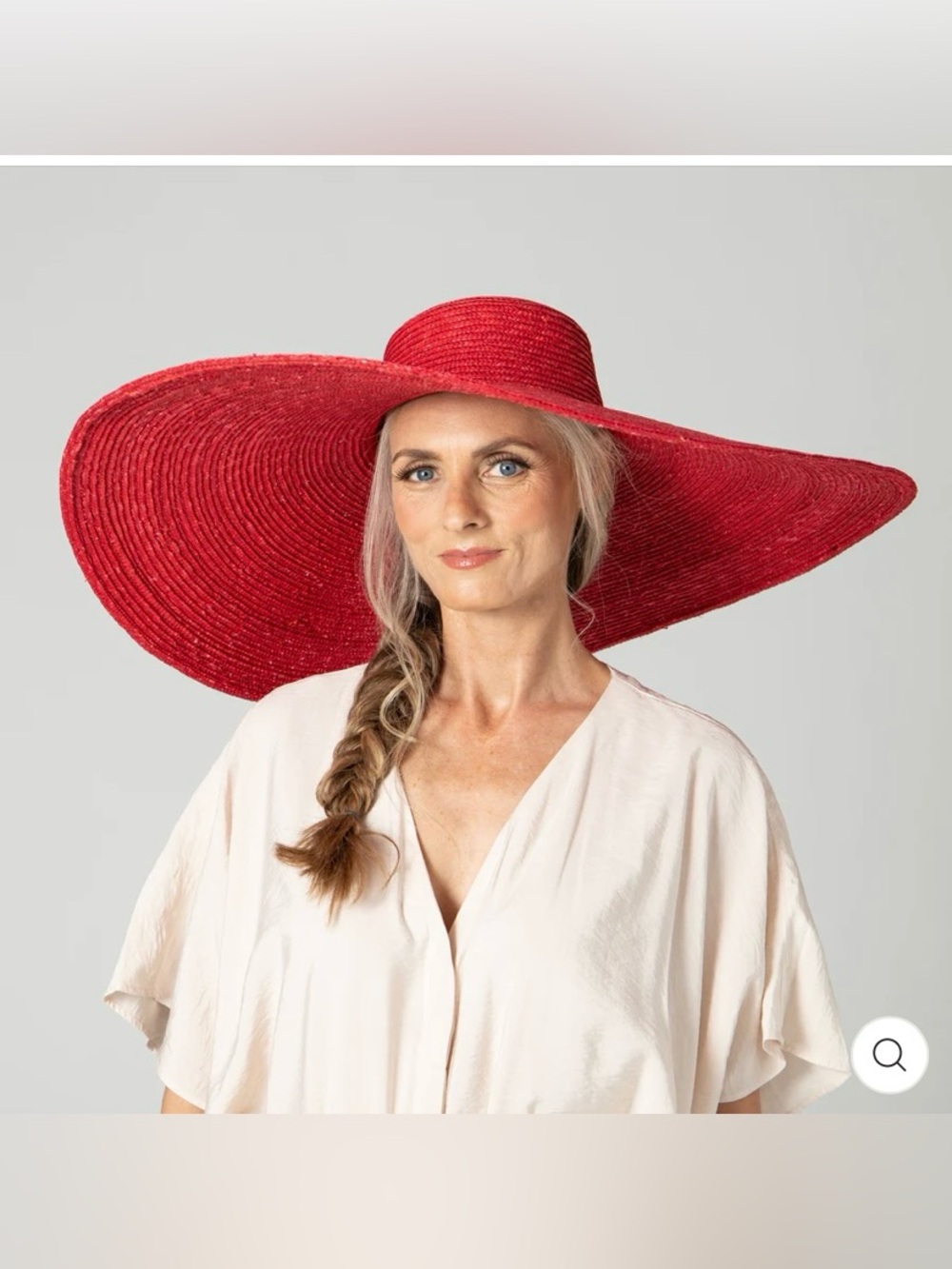 On Holiday Oversized Wide Brim Straw Sun Hat - Red - Picture 2 of 16